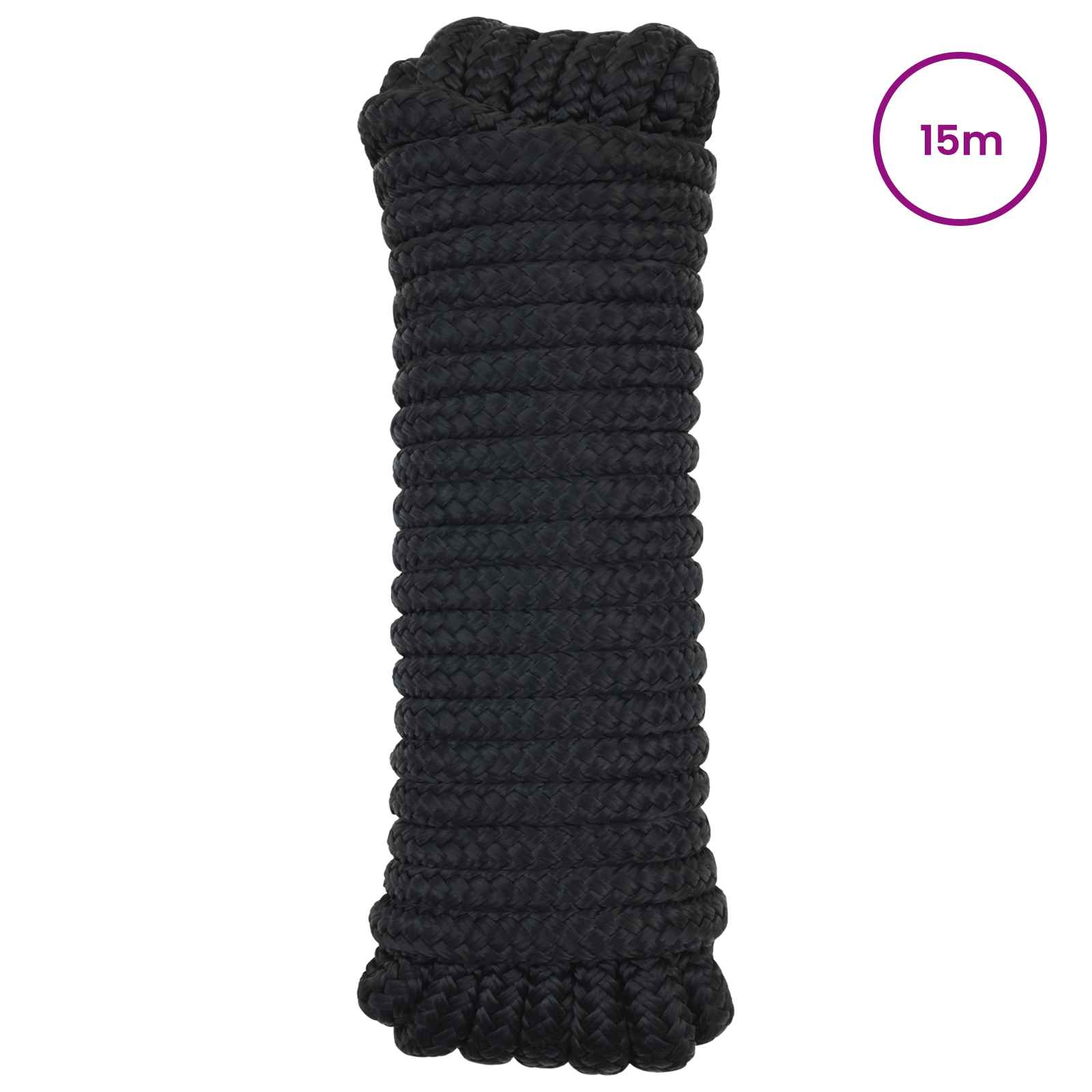 Corda de barco 12 mm 15 m preto poliéster