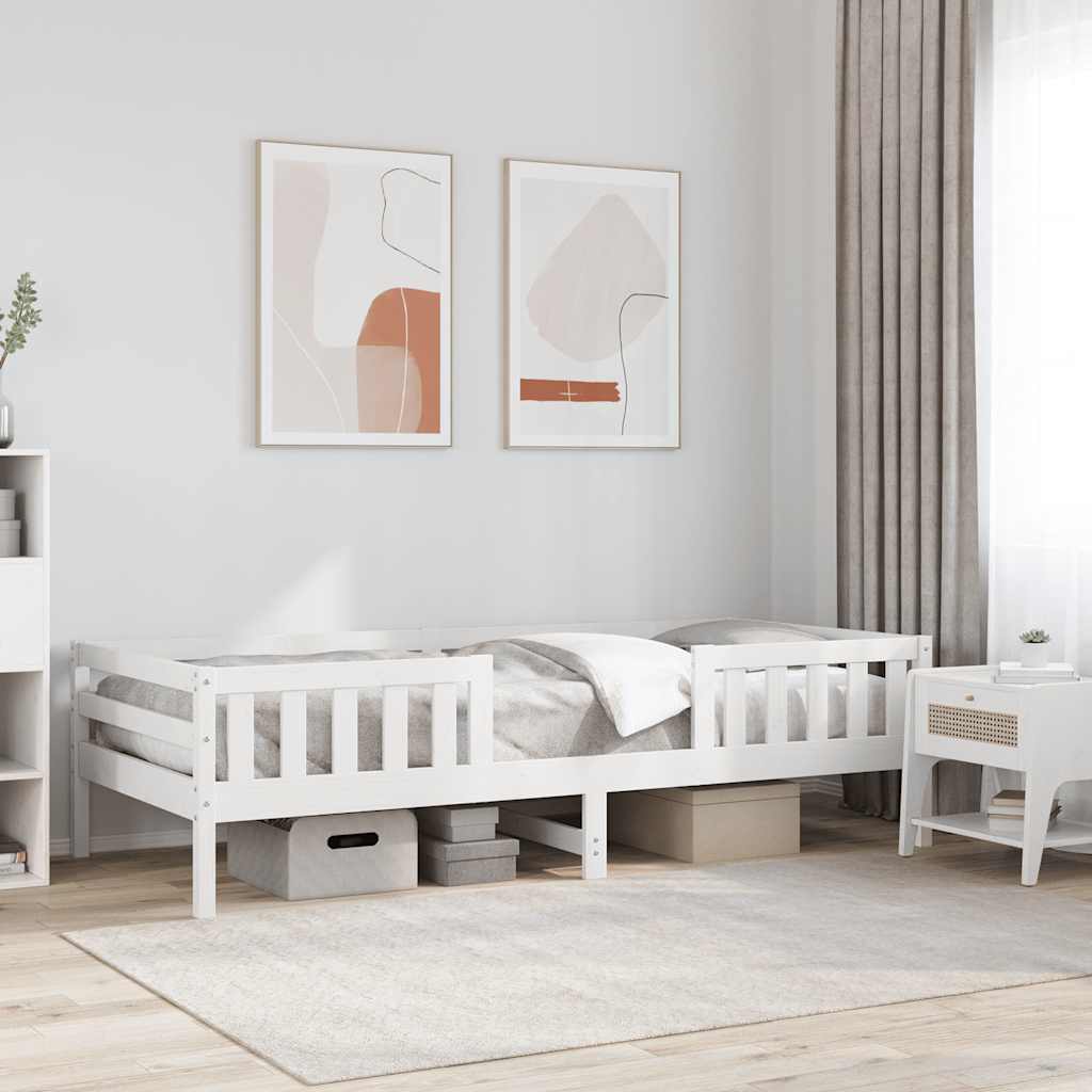 Cama sem colchão 90x200 cm madeira de pinho maciça branco