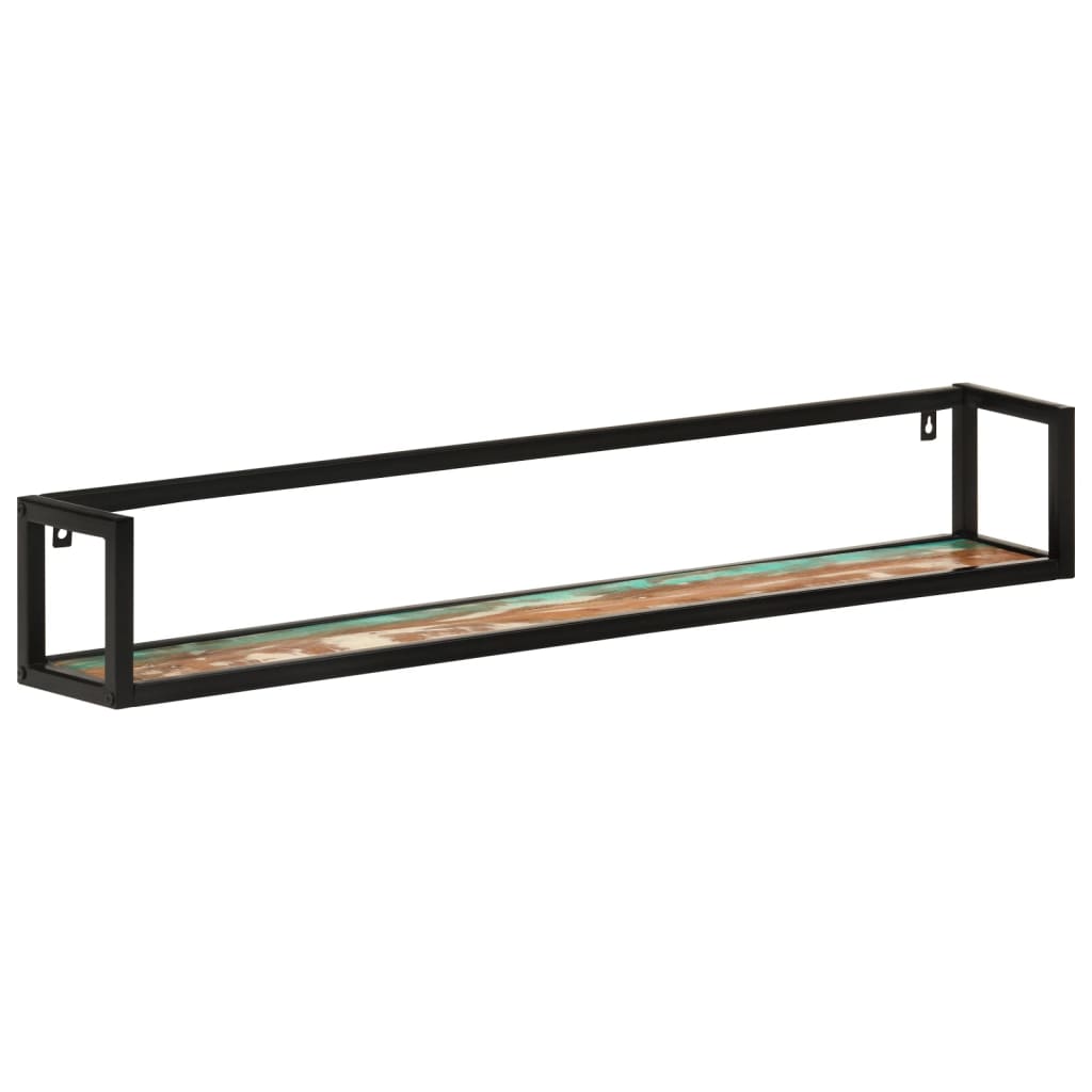 Prateleiras parede 2 pcs 110x17x17 cm madeira recuperada/ferro