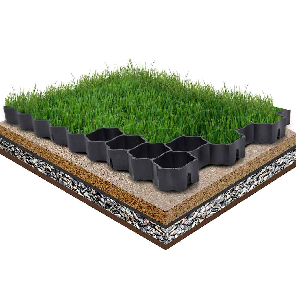 Grelhas para relvado 16 pcs 60x40x3 cm plástico preto