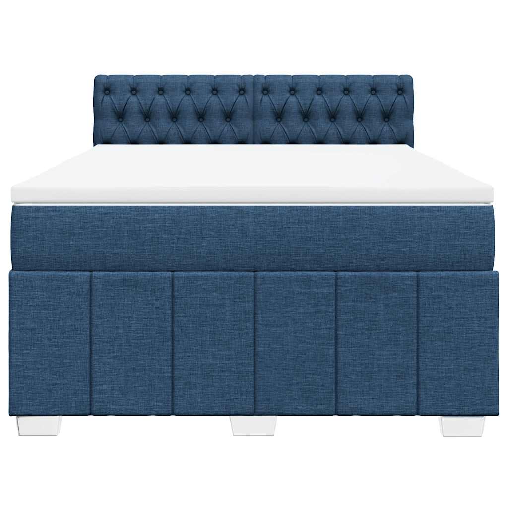 Cama com molas/colchão 140x190 cm tecido azul