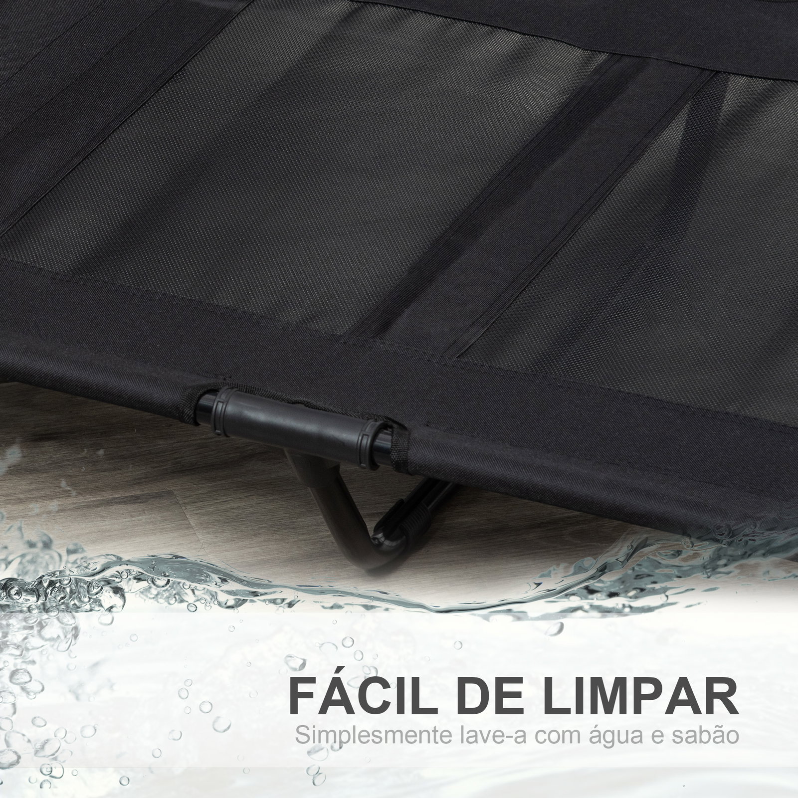 Cama elevada para cães cama de animais de estimação com malha transpirável e tecido oxford para exterior 92x76x18 cm preto
