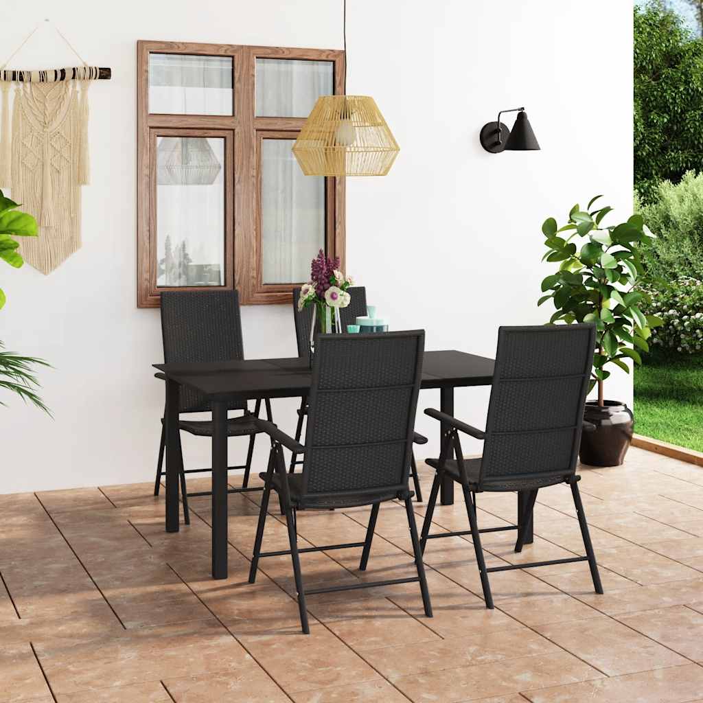 5 Pcs conjunto de jantar para jardim preto