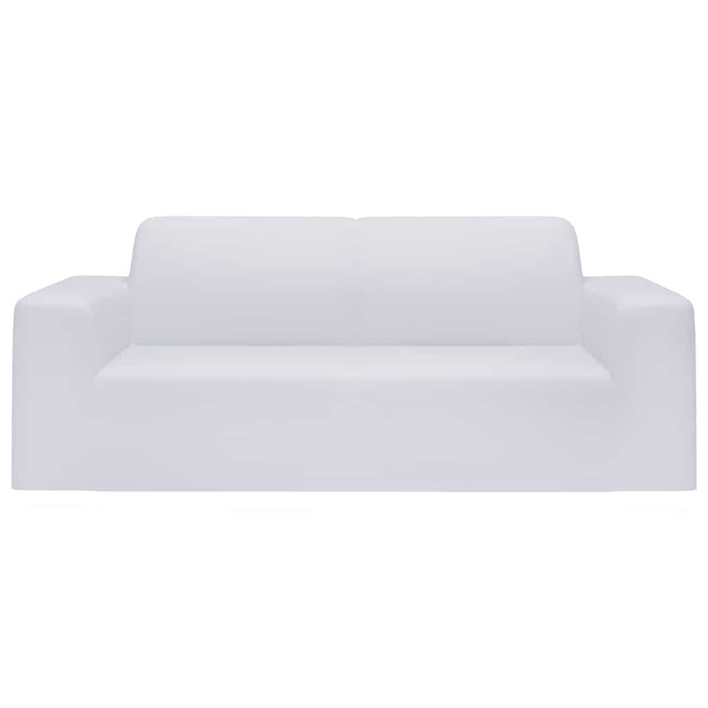 Capa de sofá elástica 2 lugares jersey de poliéster branco