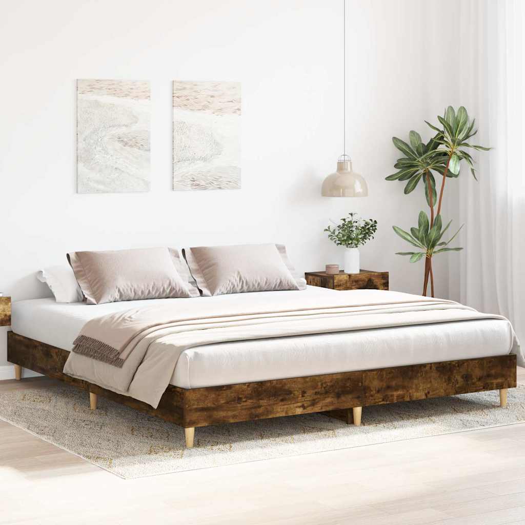 Estrutura de cama sem colchão 160x200 cm carvalho fumado