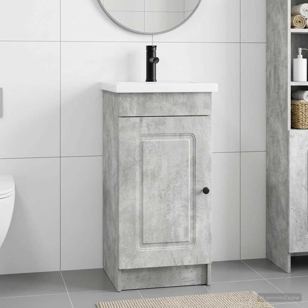 Gabinete de banheiro com pia cinzento cimento 42 x 40 x 84,5 cm