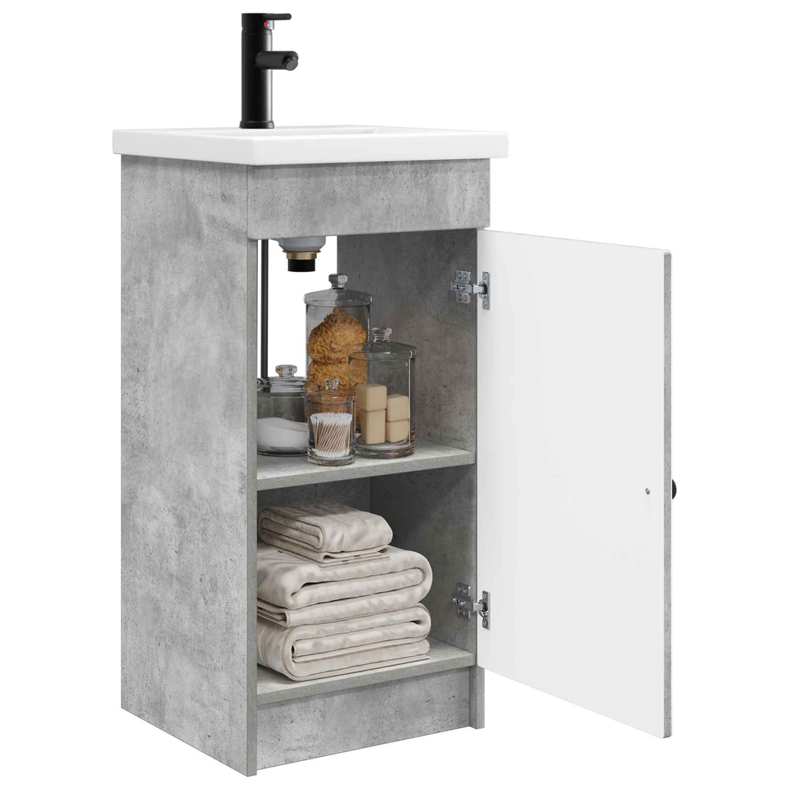 Gabinete de banheiro com pia cinzento cimento 42 x 40 x 84,5 cm