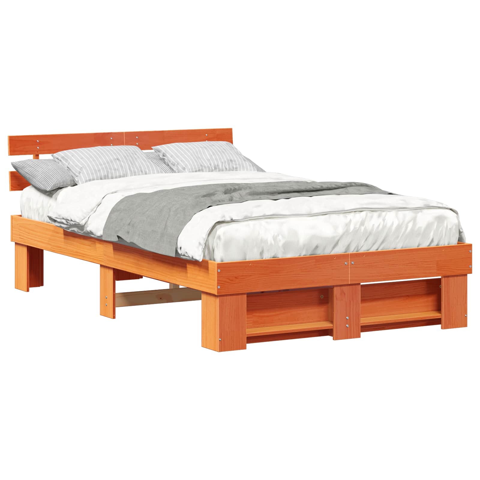 Estrutura da cama com cabeceira marrom cera 120 x 190 cm