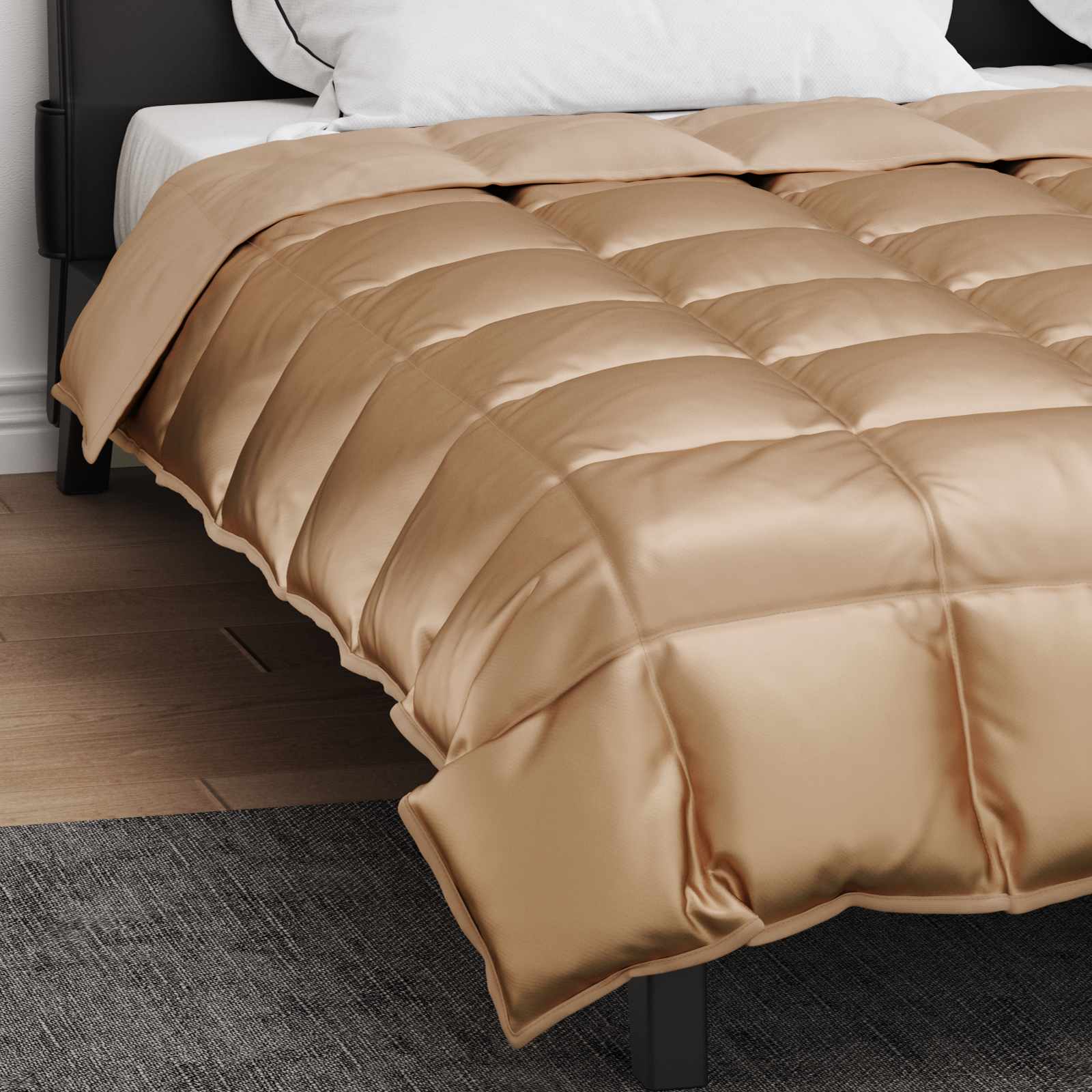 Edredom de inverno ouro 220 x 260 cm cetim e microfibra