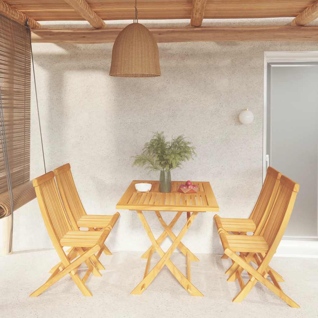5 Pcs conjunto de jantar p/ jardim madeira de teca maciça