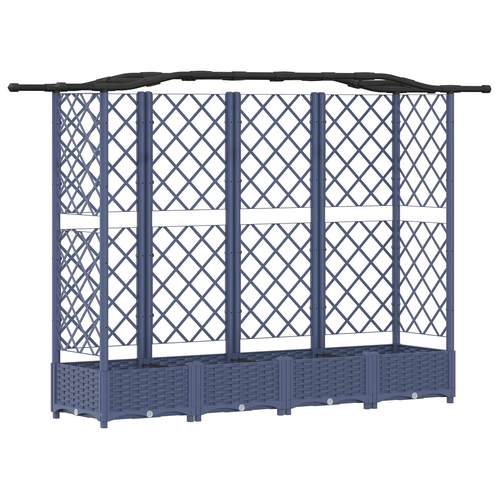 Cama elevada com treliça e telhado cinzento 203,5 x 40 x 123 cm