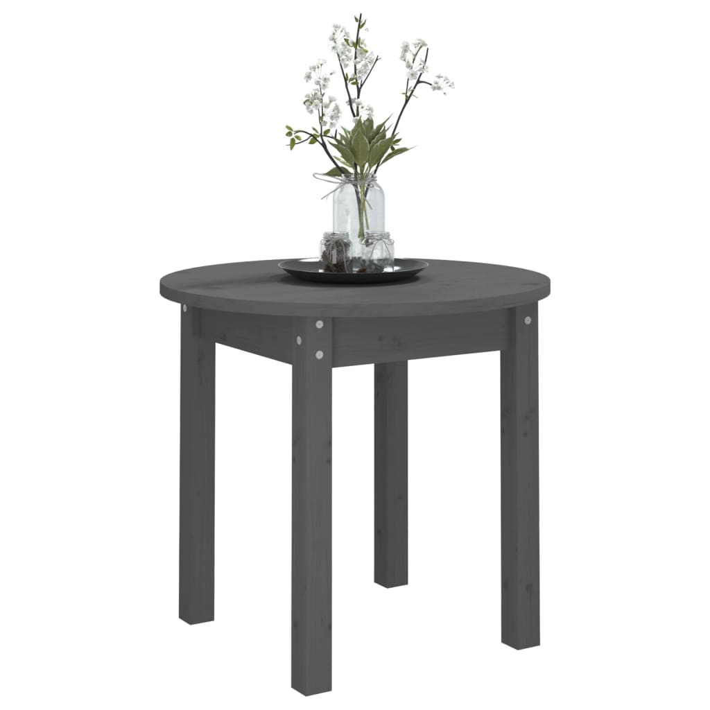 Mesa de centro ø 45x40 cm madeira de pinho maciça cinzento