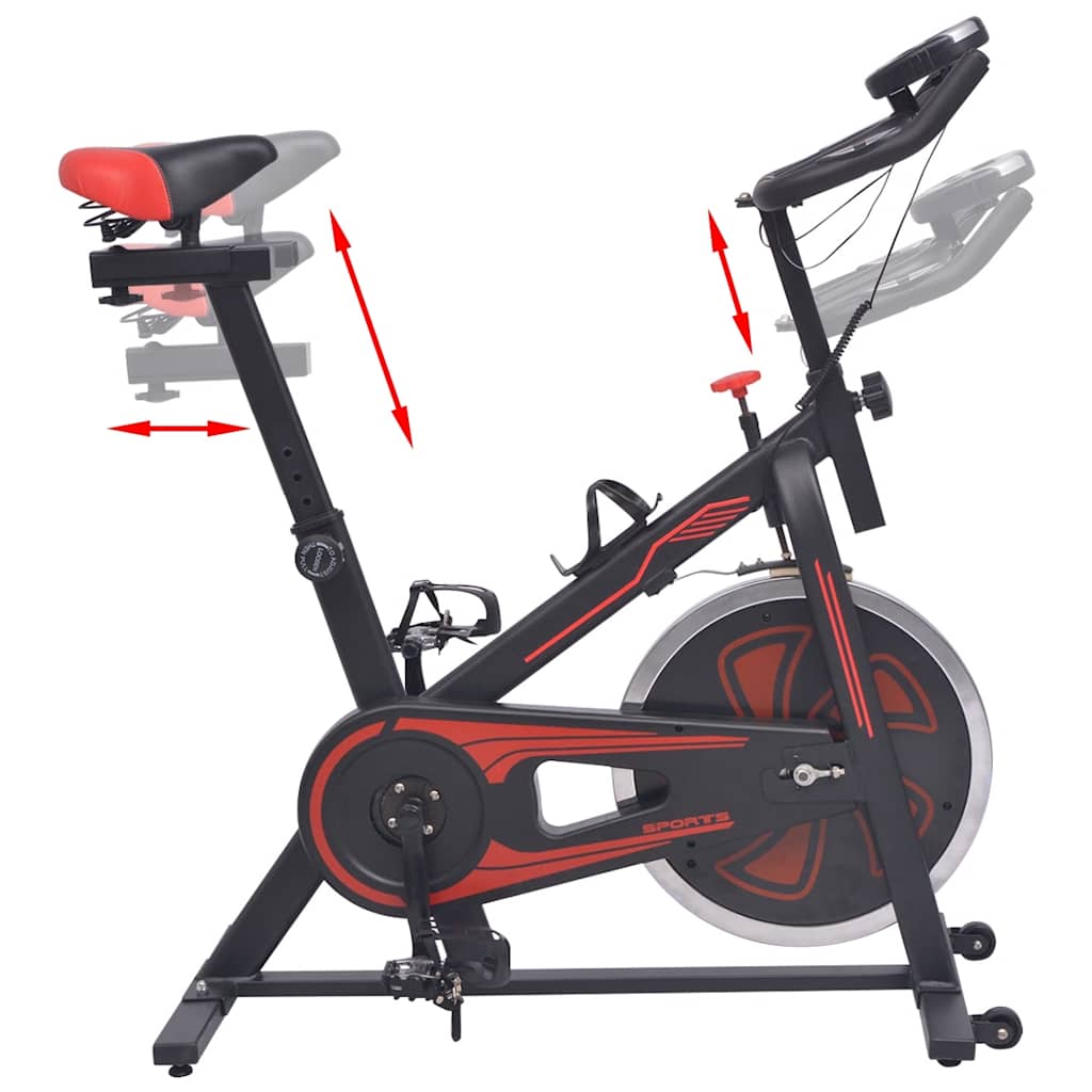 Bicicleta de treino c/ sensores de pulso preto e vermelho