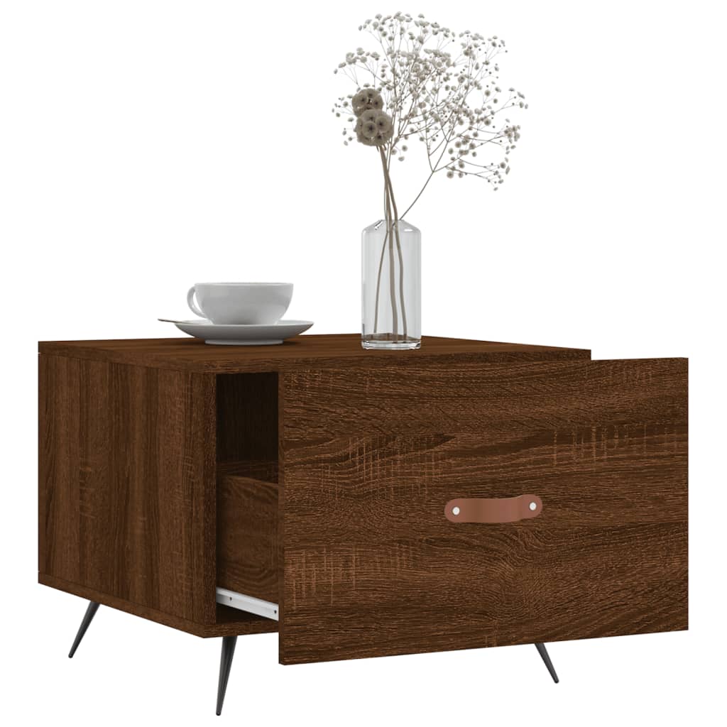 Mesa centro 2 pcs 50x50x40 cm madeira proc. carvalho castanho