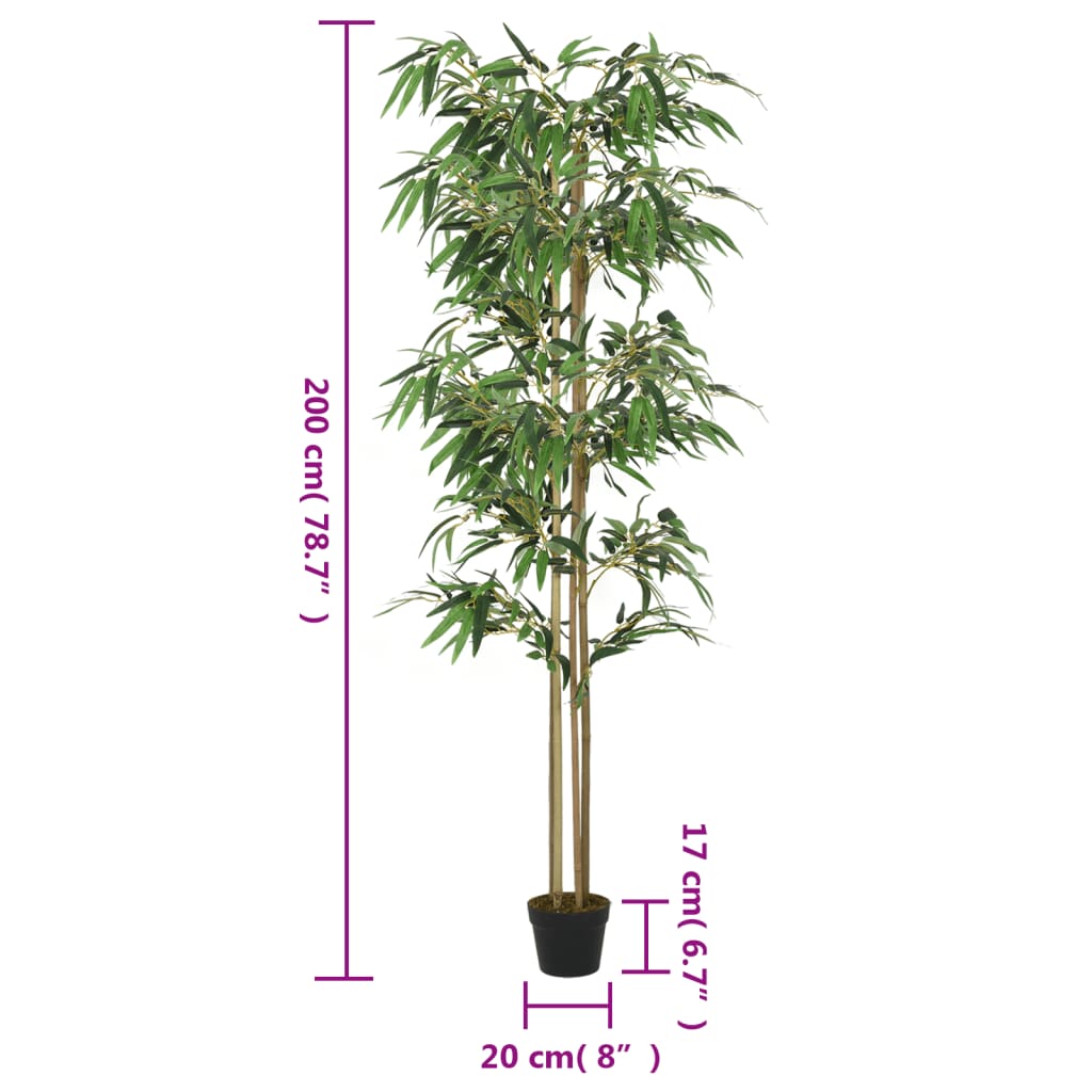 Árvore de bambu artificial 1520 folhas 200 cm verde