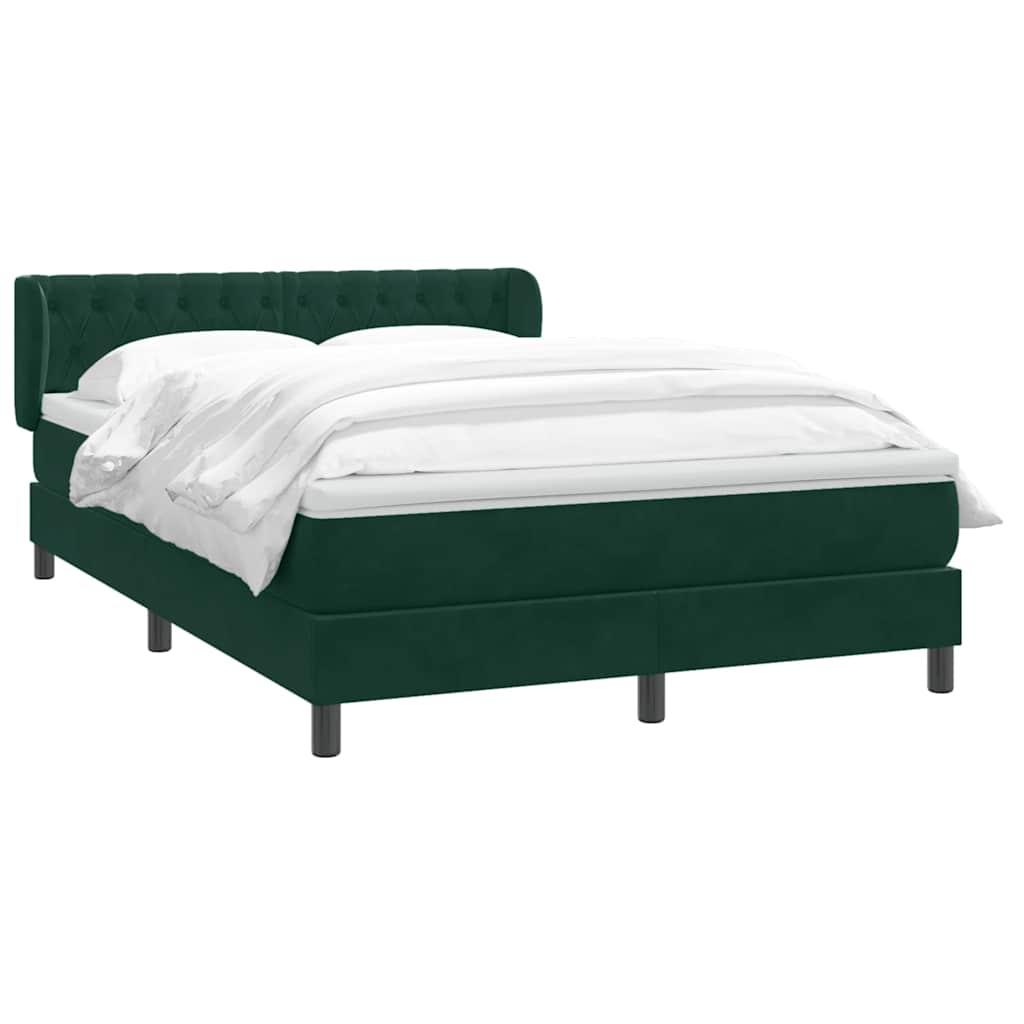 Cama com molas/colchão 160x220 cm veludo verde-escuro