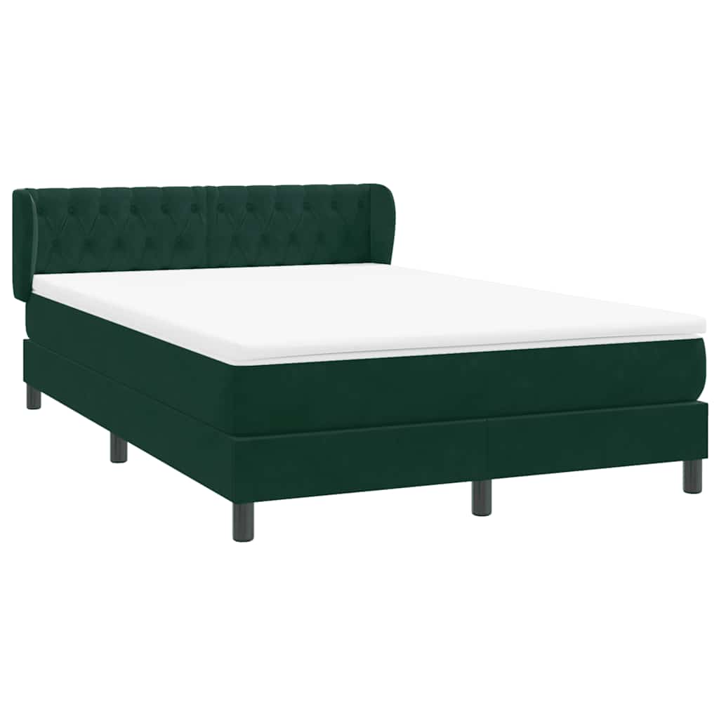 Cama com molas/colchão 160x220 cm veludo verde-escuro