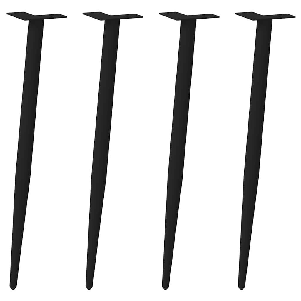 Pés de mesa de console cônicos, 4 peças, preto, 72-73 cm, aço