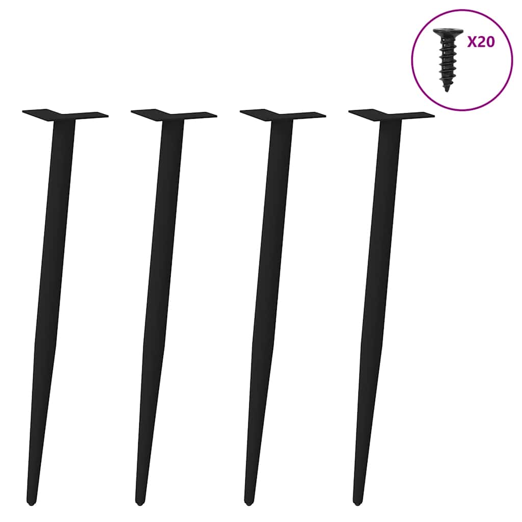 Pés de mesa de console cônicos, 4 peças, preto, 72-73 cm, aço