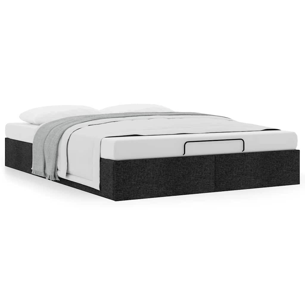 Estrutura de cama otomana sem colchão 140x200 cm tecido preto
