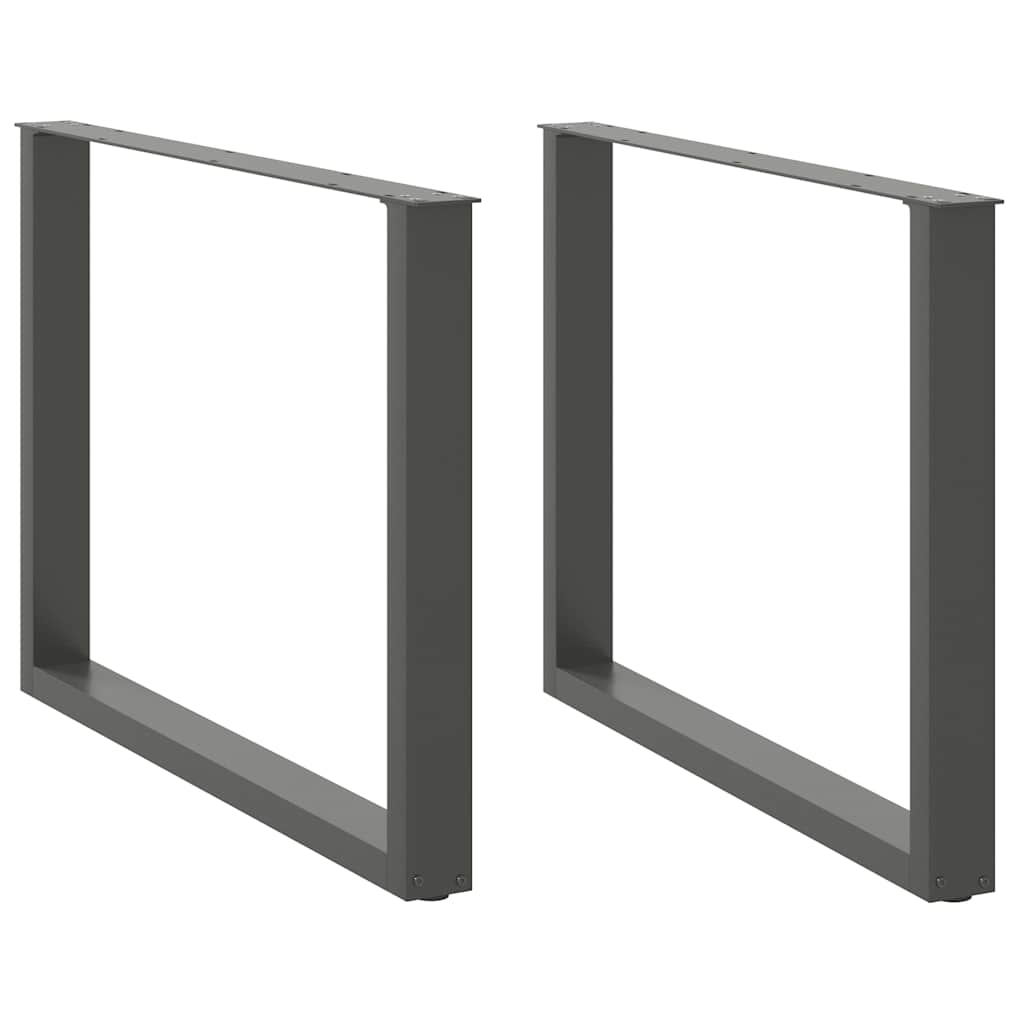 Pés para mesa de jantar em formato de u, 2 peças, antracite, 100x(72-73) cm, aço