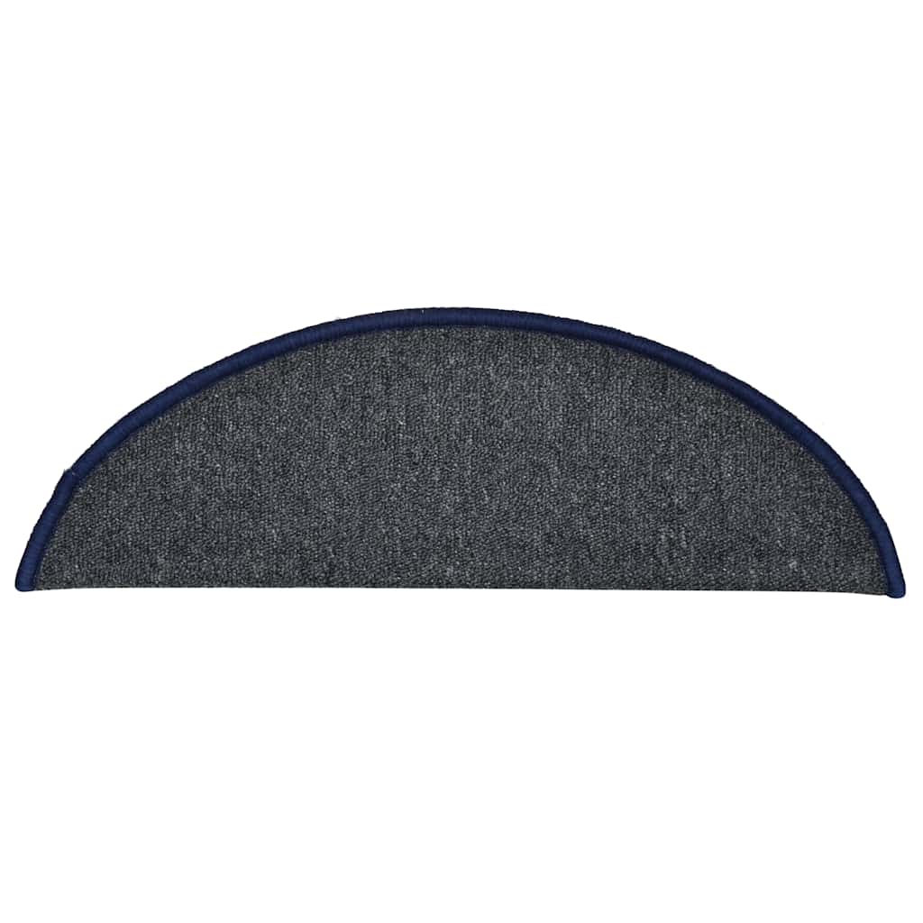 Tapetes de escada 30 peças 56x17x3 cm cinza escuro e azul semicircular