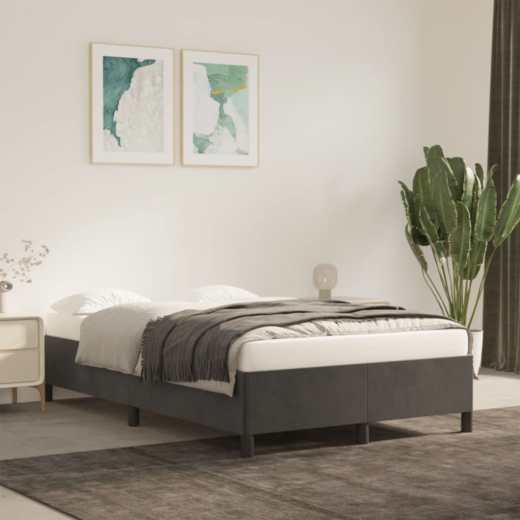 Estrutura de cama sem colchão 120x190 cm veludo cinza escuro