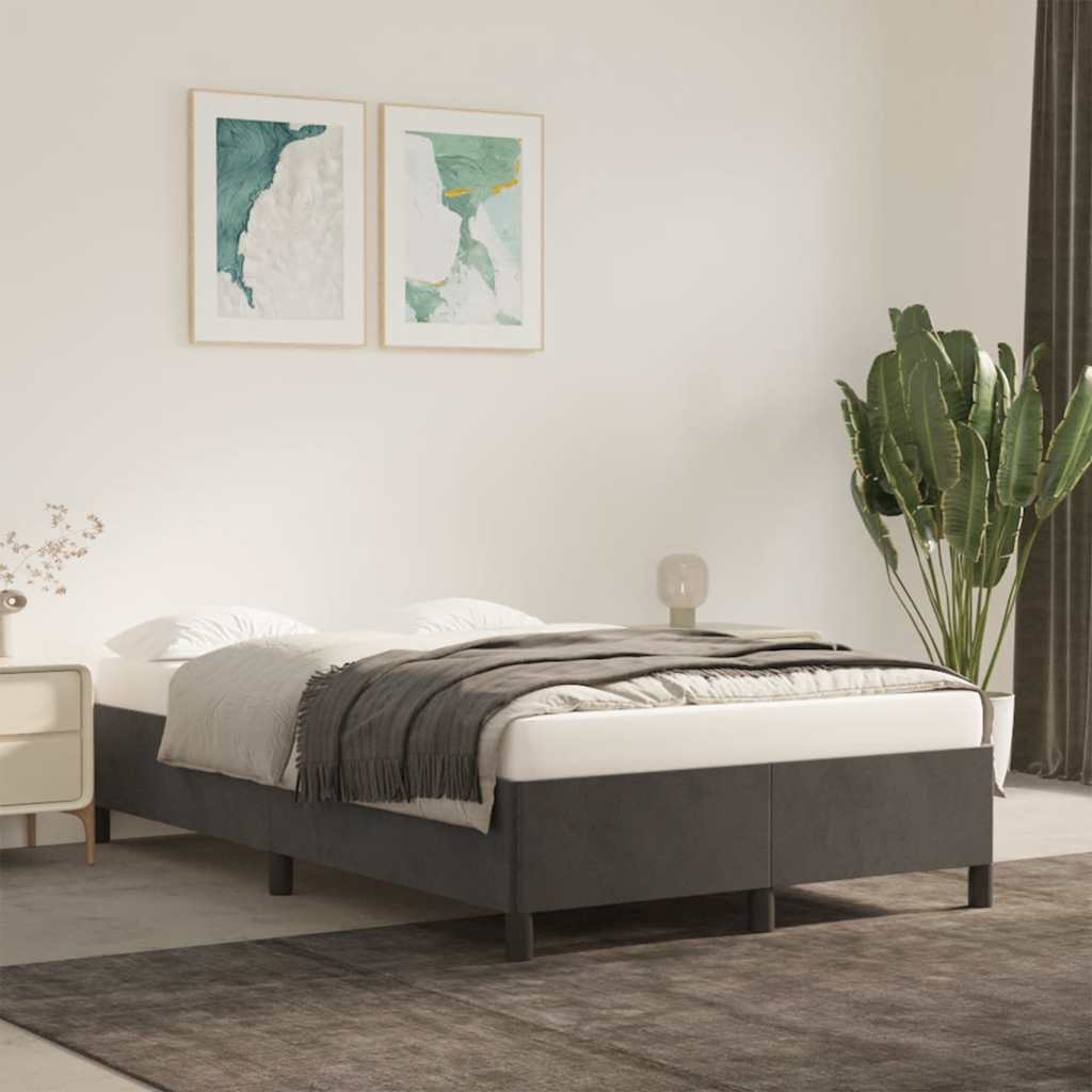 Estrutura de cama sem colchão 120x190 cm veludo cinza escuro