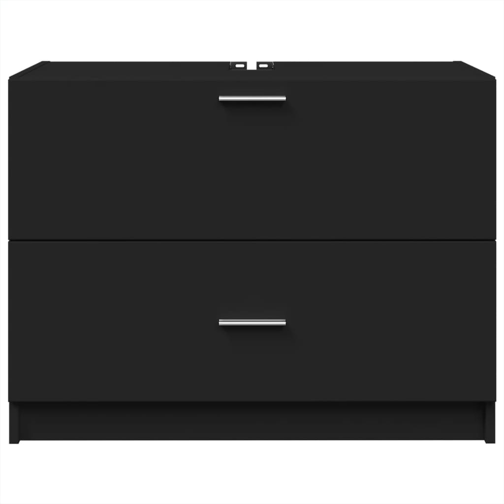 Armário de lavatório 78x37x59 cm derivados de madeira preto
