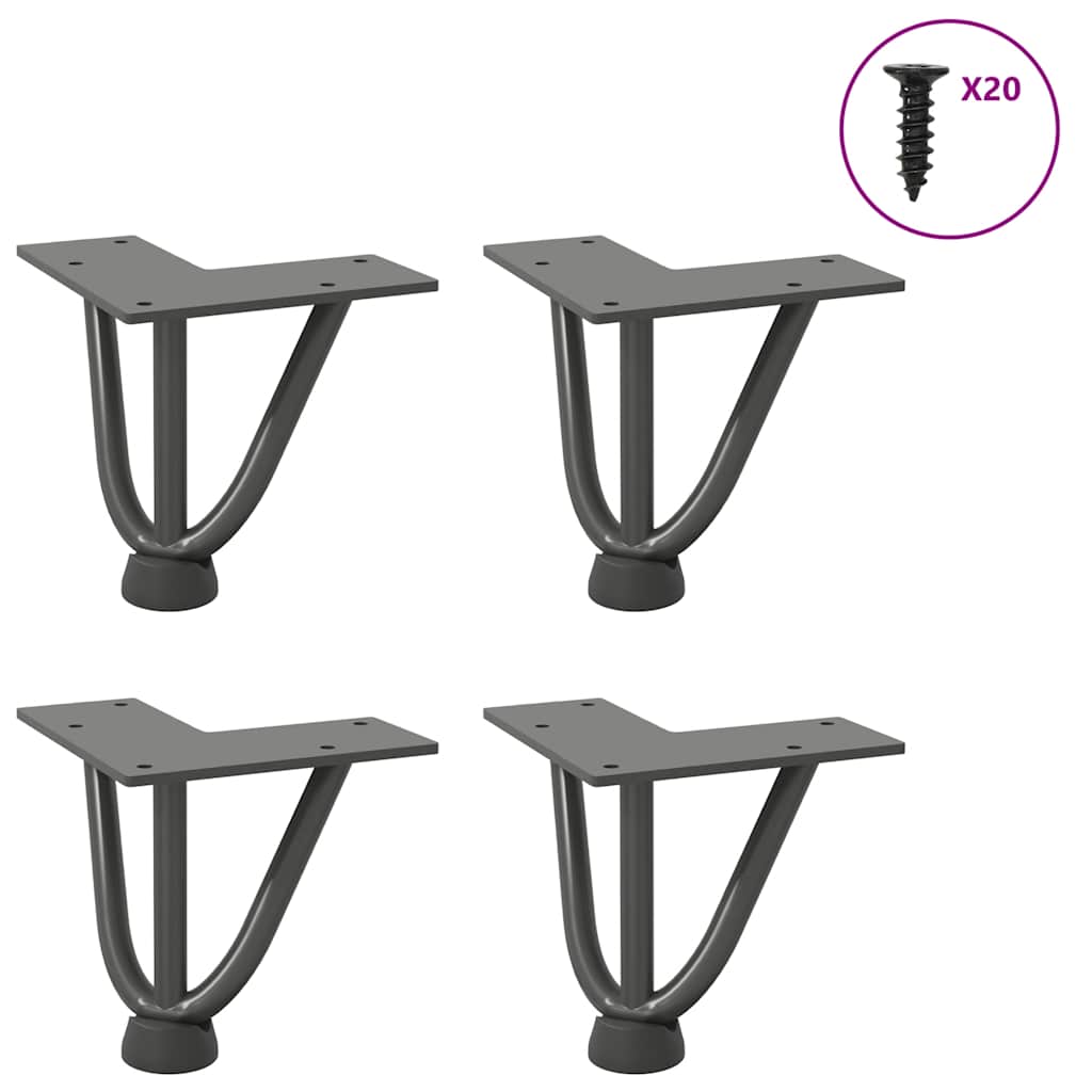 Pernas de grampo para mesa de centro 4 peças antracite 10 cm aço maciço
