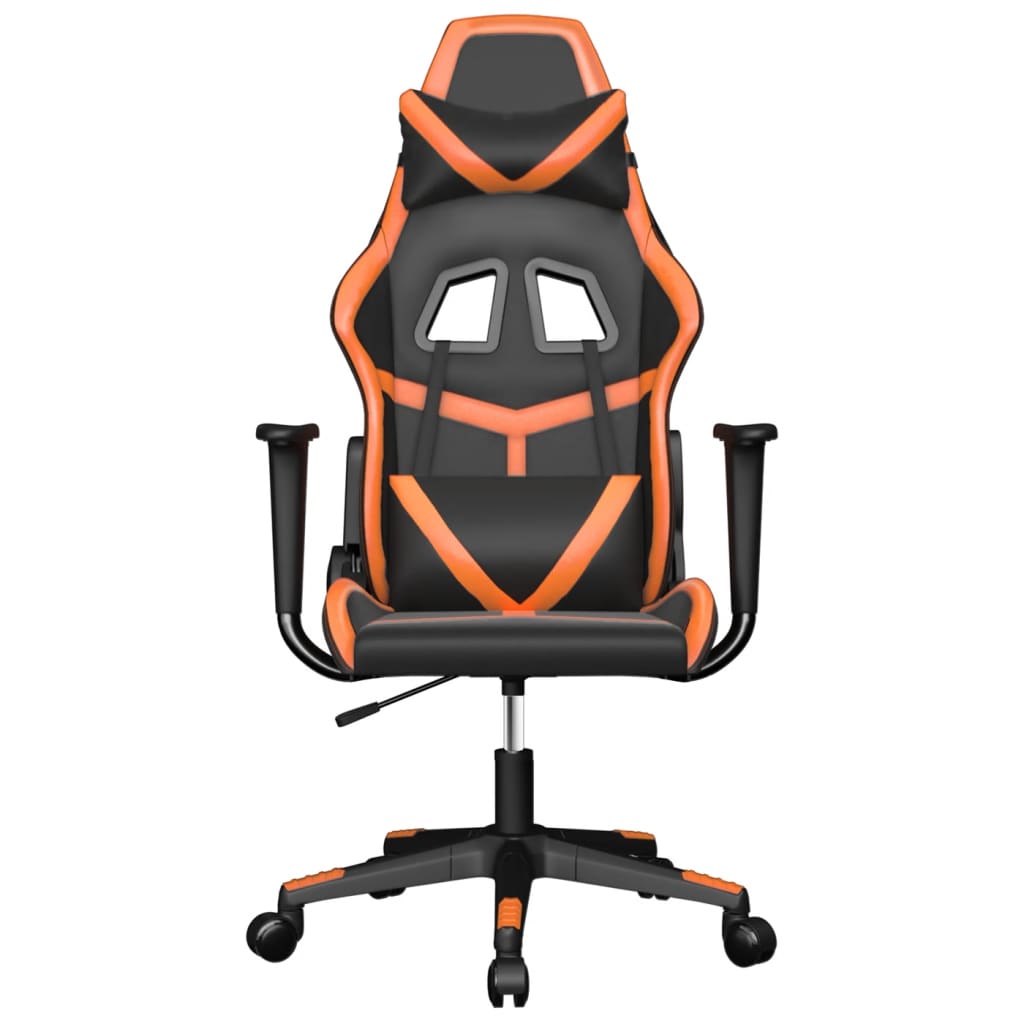 Cadeira gaming couro artificial preto e laranja