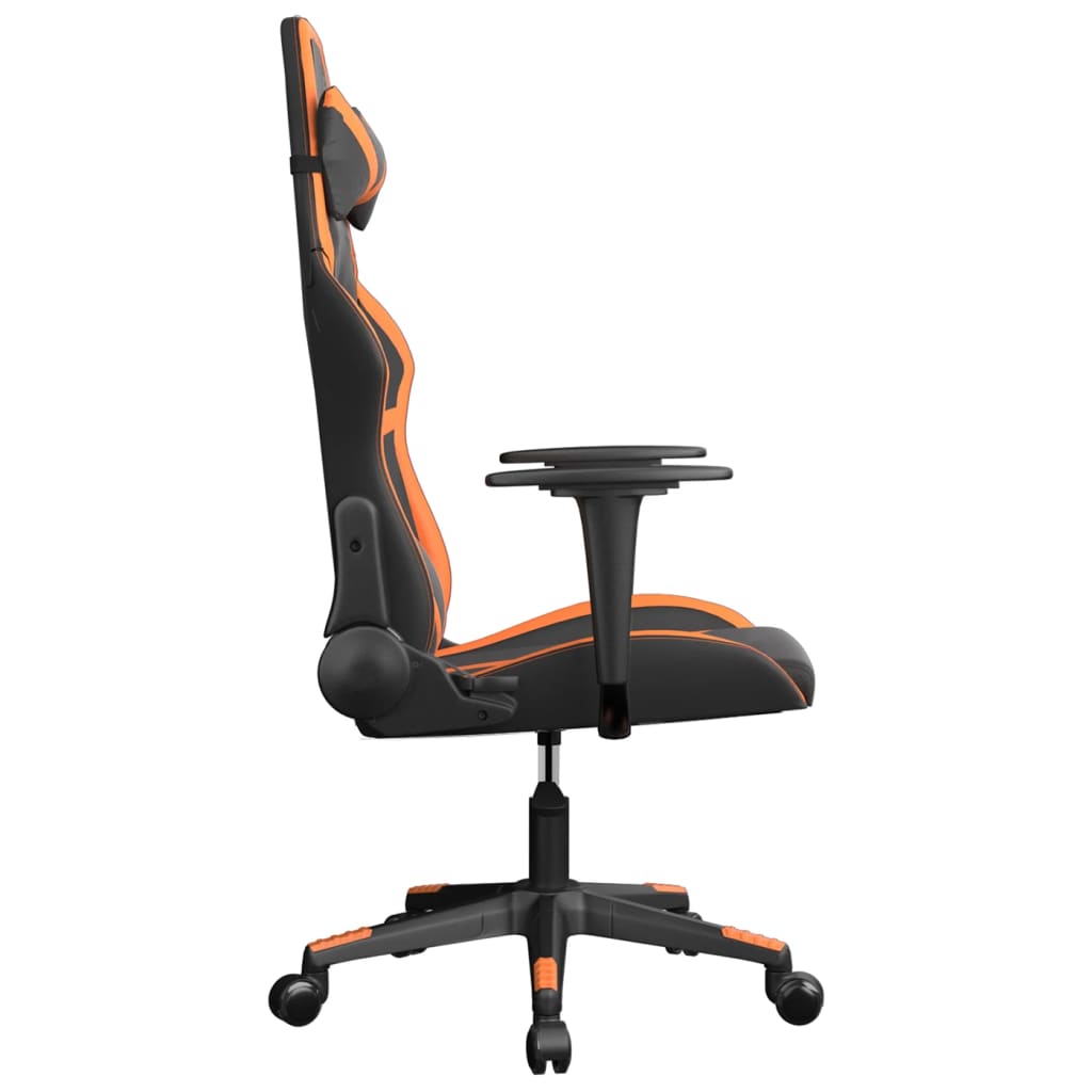 Cadeira gaming couro artificial preto e laranja