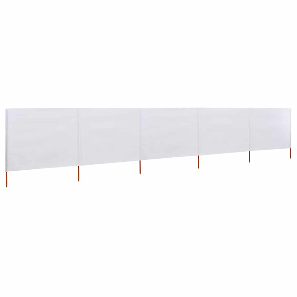 Para-vento com 5 painéis em tecido 600x80 cm cor areia branco