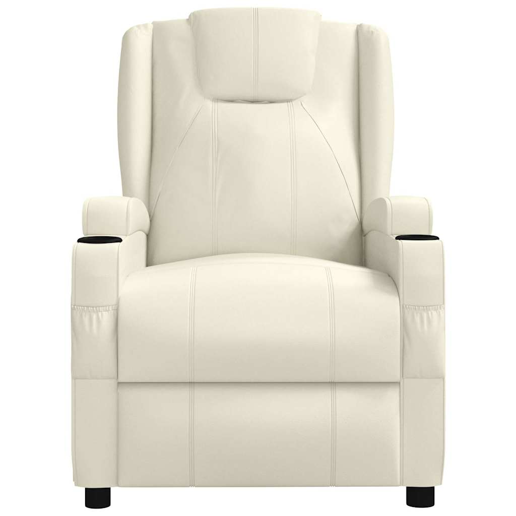 Poltrona reclinável couro artificial branco nata