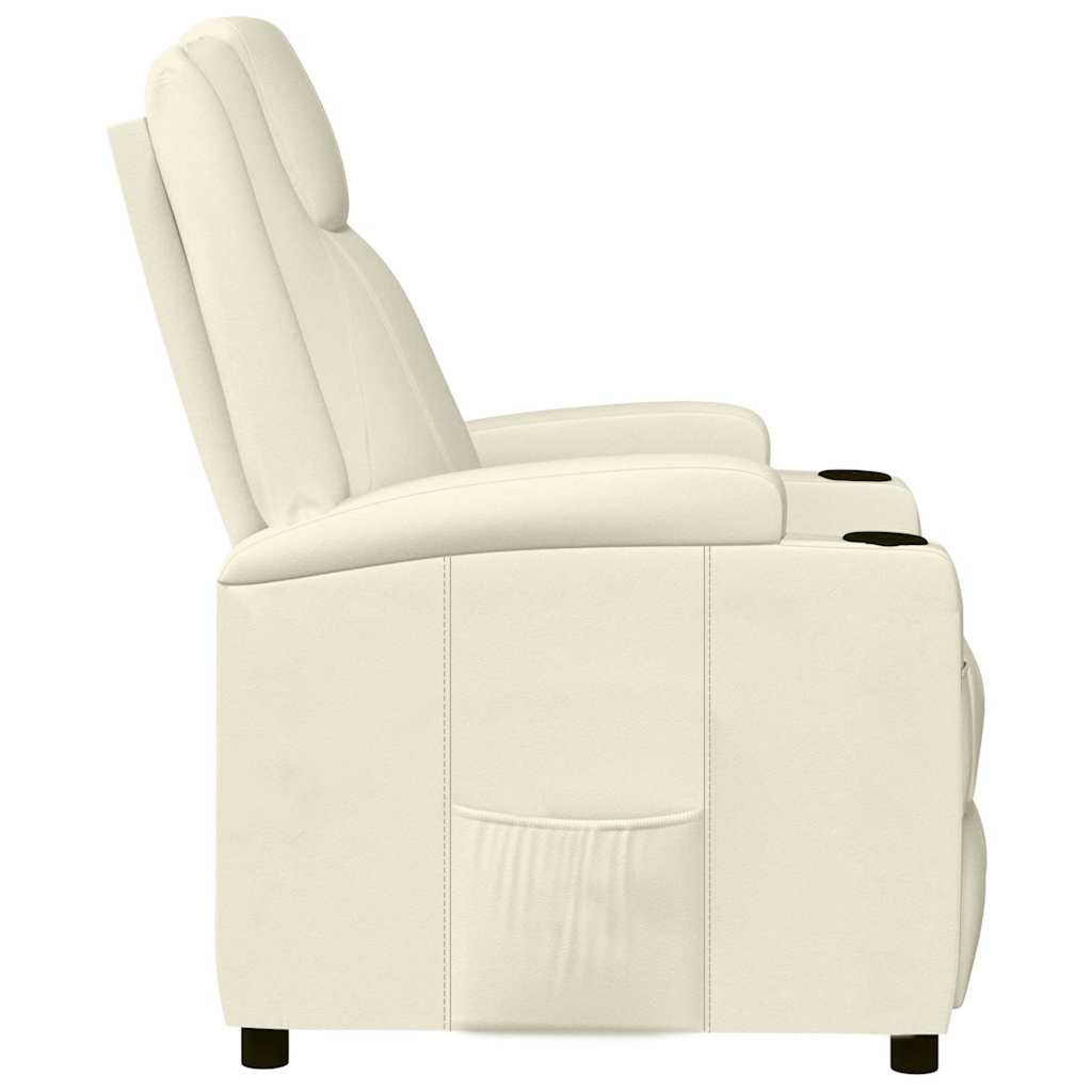 Poltrona reclinável couro artificial branco nata