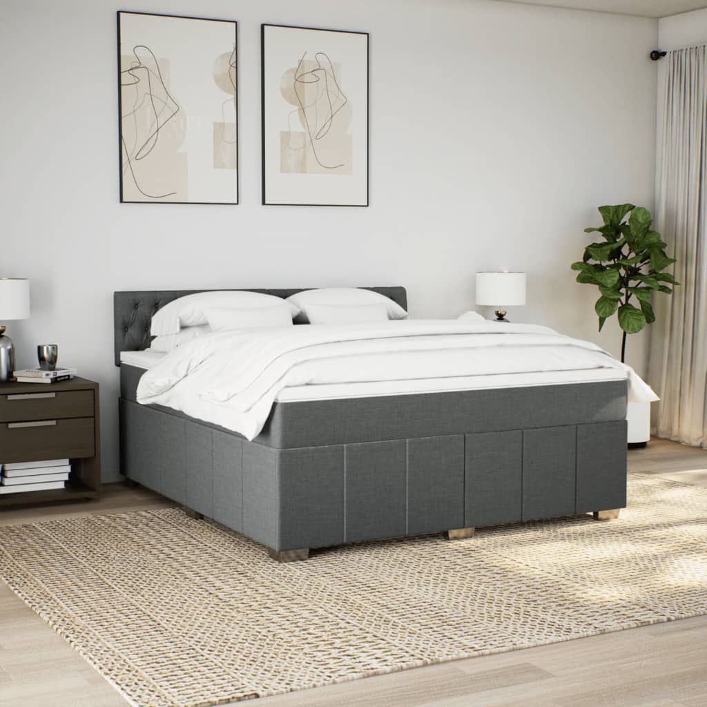Cama com molas/colchão 180x200 cm tecido cinzento-escuro