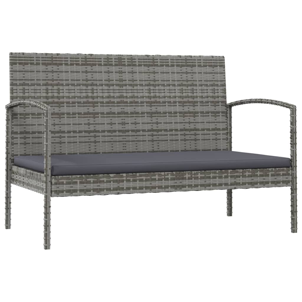 16 Pcs conjunto lounge de jardim c/ almofadões vime PE cinzento