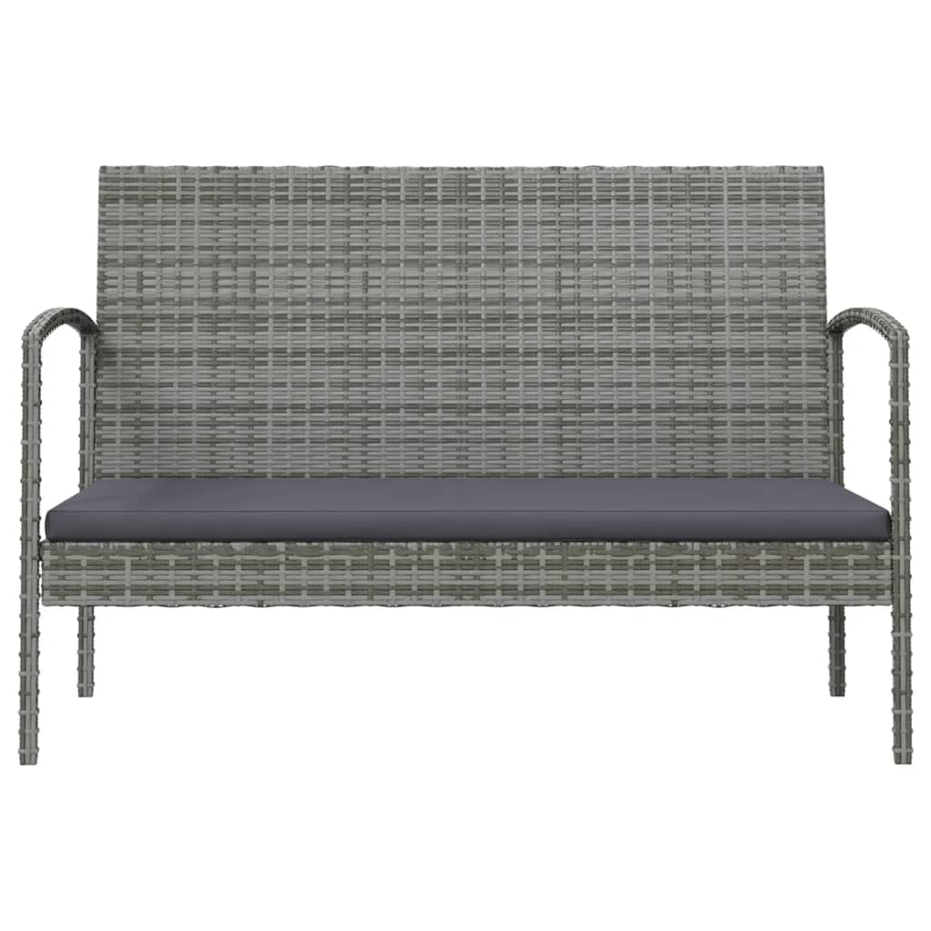 16 Pcs conjunto lounge de jardim c/ almofadões vime PE cinzento
