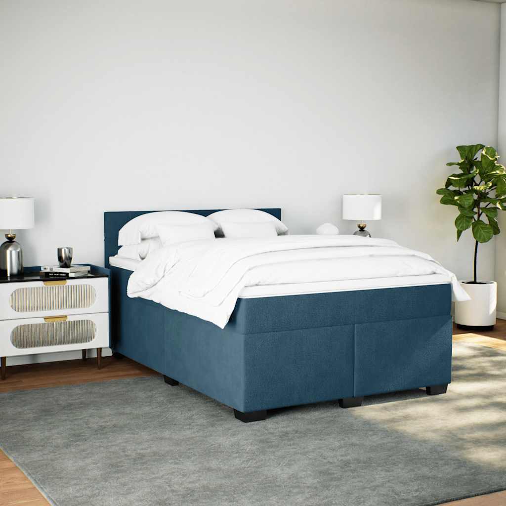 Cama com molas/colchão 140x200 cm veludo azul