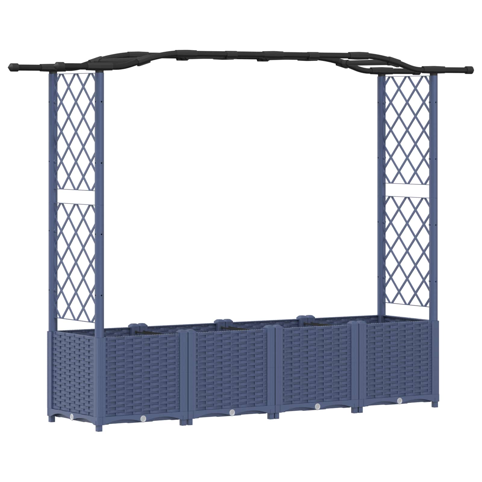 Cama elevada com treliça e telhado cinzento 204 x 40 x 138 cm