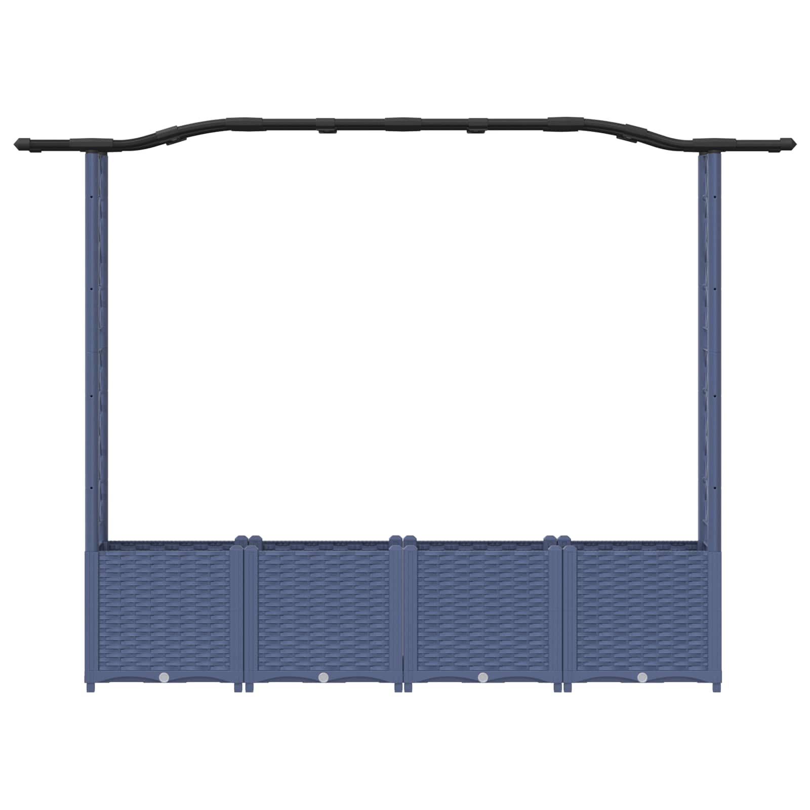Cama elevada com treliça e telhado cinzento 204 x 40 x 138 cm