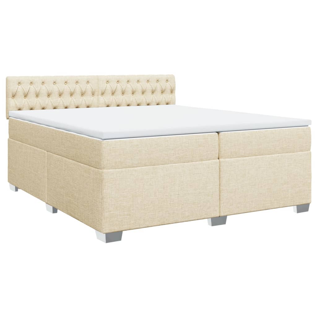 Cama com molas/colchão 200x200 cm tecido cor creme
