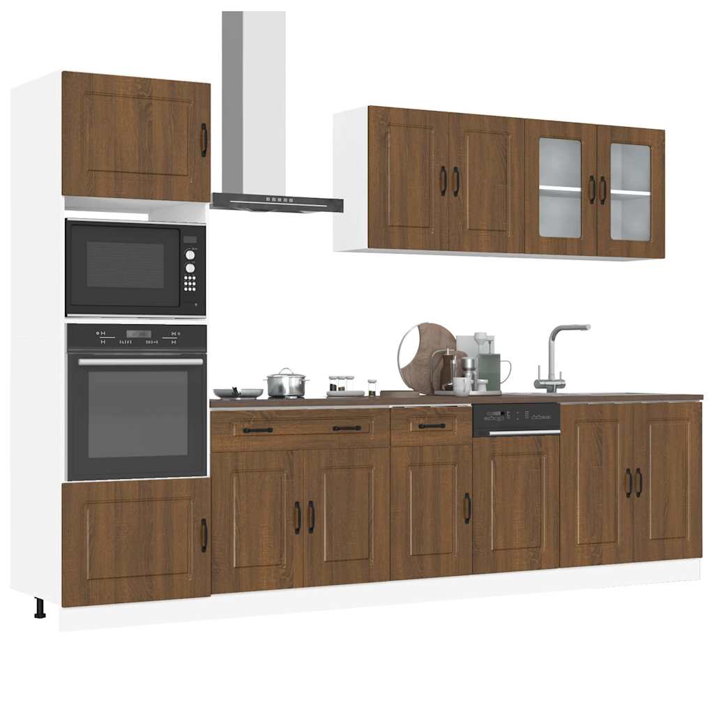 7 Peças armário de cozinha conjunto kalmar carvalho castanho