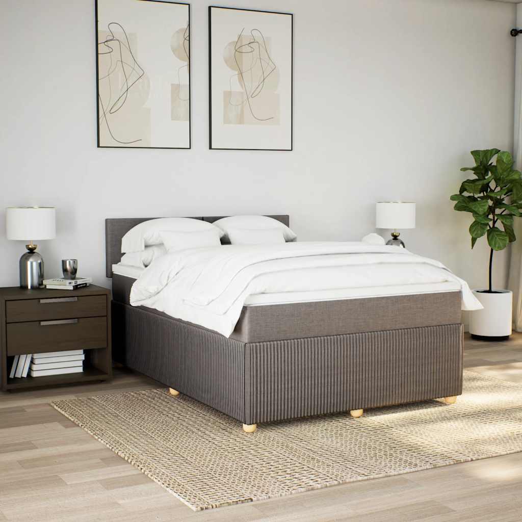 Cama com molas/colchão 140x200 cm tecido castanho-acinzentado