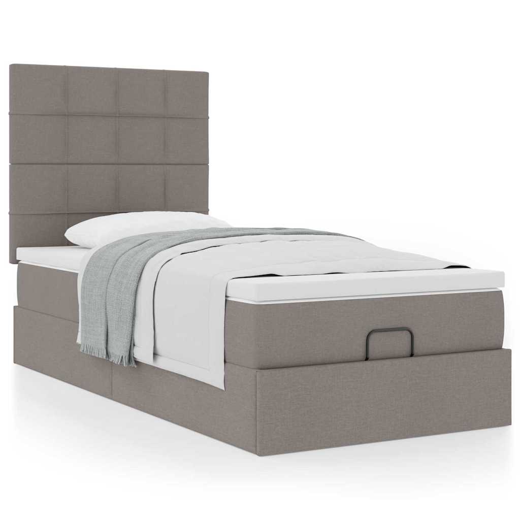 Cama otomana com colchão 90x200 cm tecido cinza