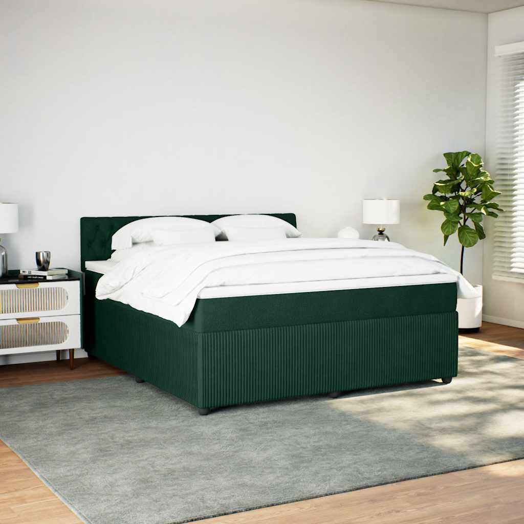 Cama com molas/colchão 180x200 cm veludo verde-escuro