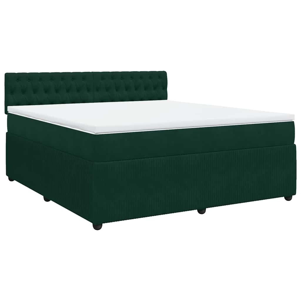 Cama com molas/colchão 180x200 cm veludo verde-escuro