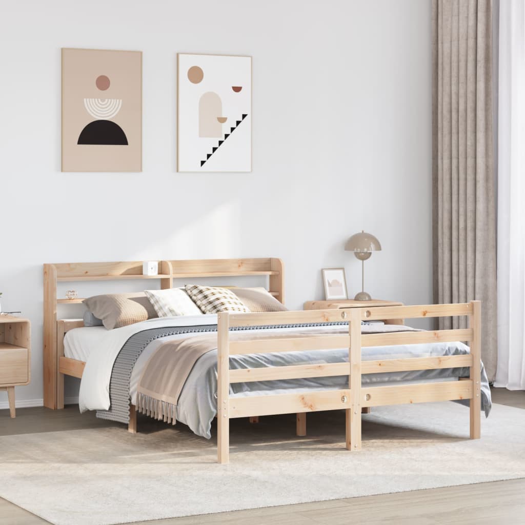 Estrutura de cama c/ cabeceira 150x200 cm pinho maciço