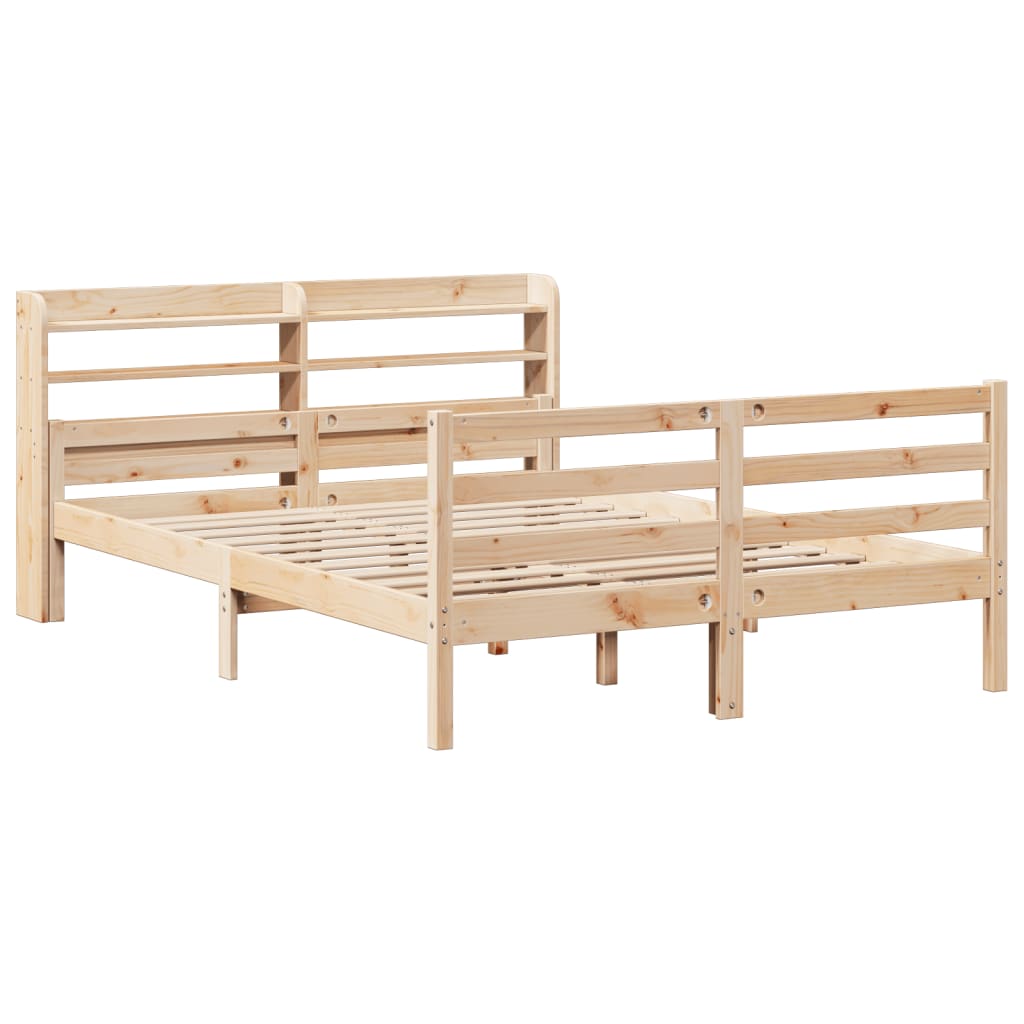 Estrutura de cama c/ cabeceira 150x200 cm pinho maciço