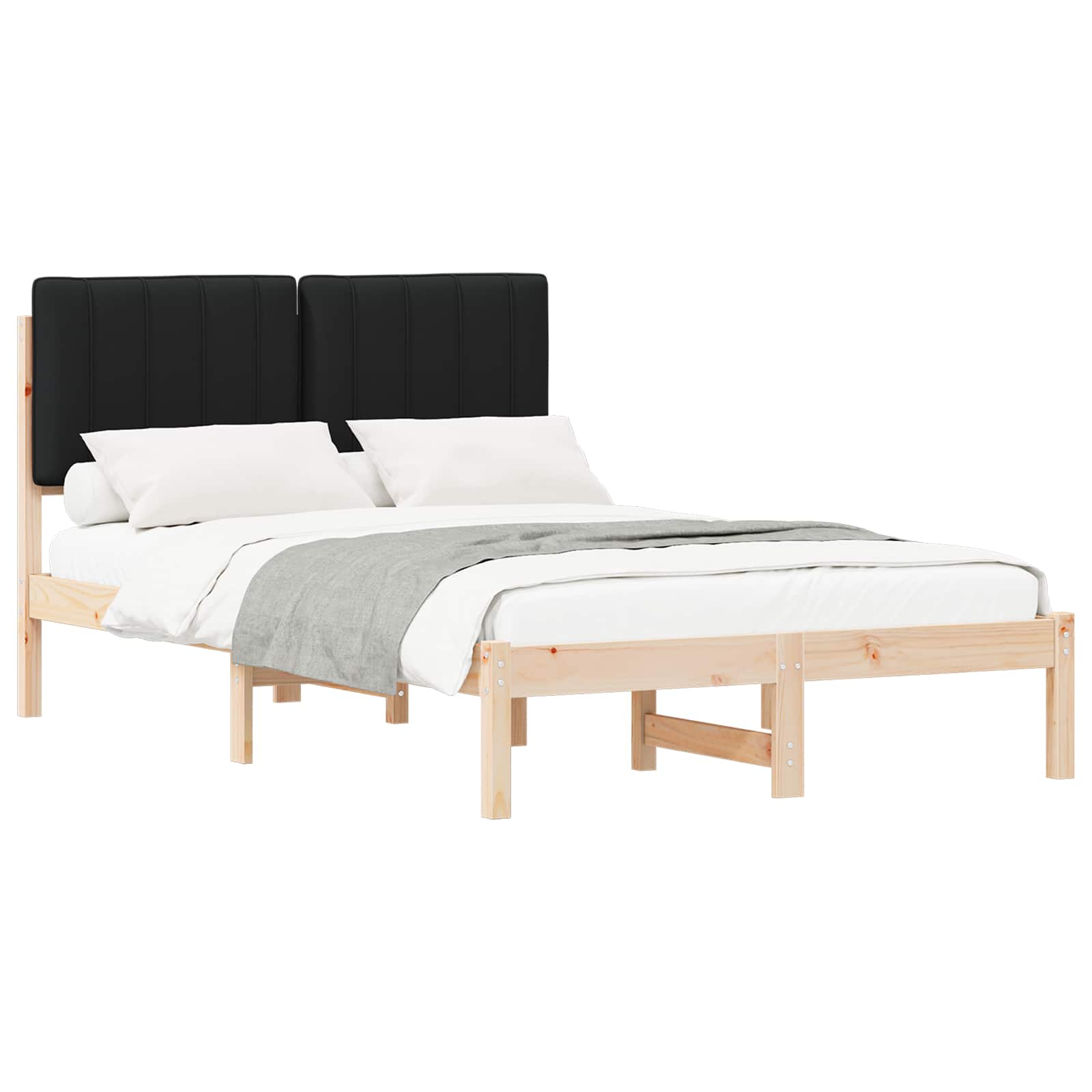 Estrutura de cama com cabeceira estofada preto 120 x 190 cm